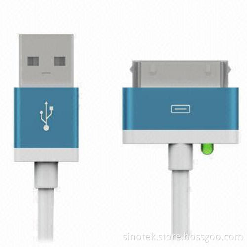 30-pin to USB Cables with Durable Design, Suitable for iPod, iPhone and iPad